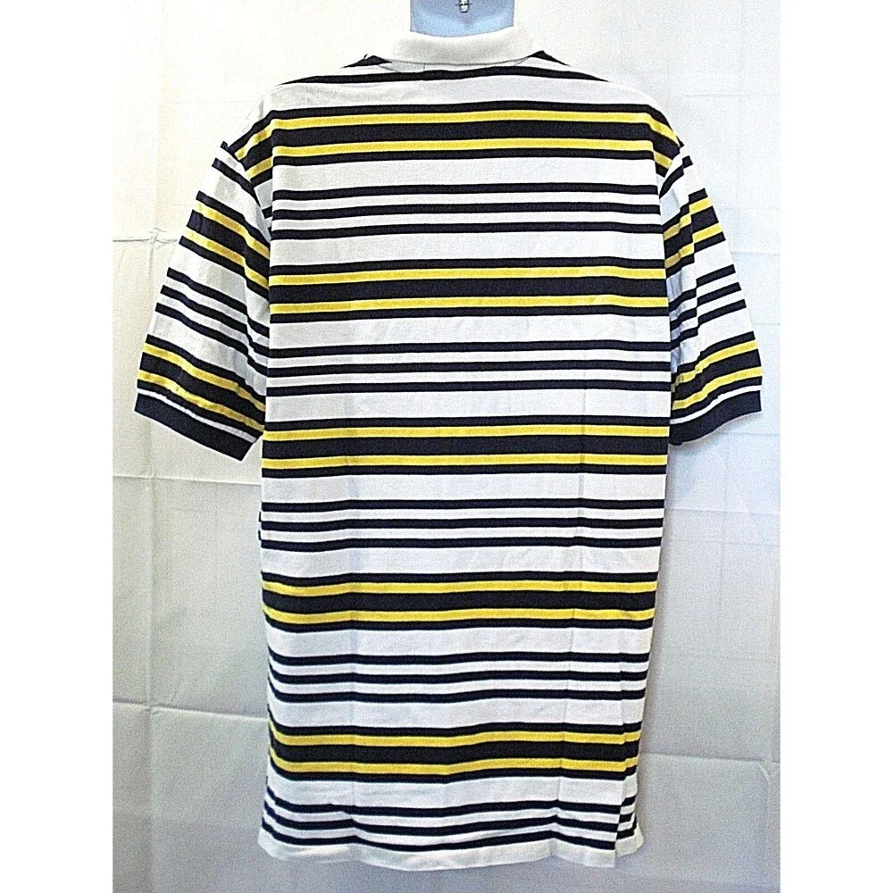 Ralph Lauren Polo Golf Shirt Striped Embroidered Collar Mens Size L
